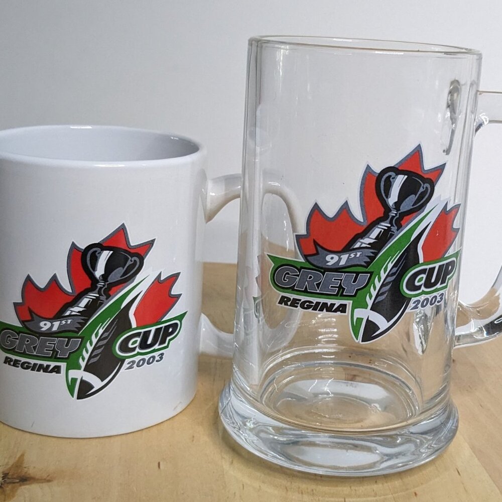 Regina 2003 Grey Cup Beer Stein and Coffee Mug CFL Football Championship